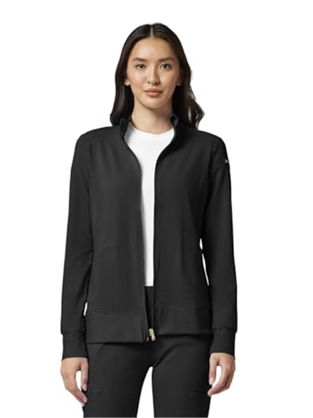 Womens Scrub Jacket Stretch Zip Up Nursing Uniform Medical Work Top